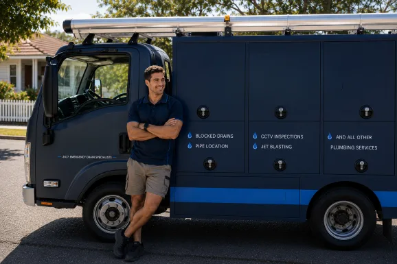 Our plumber with the service van on a Birchgrove job